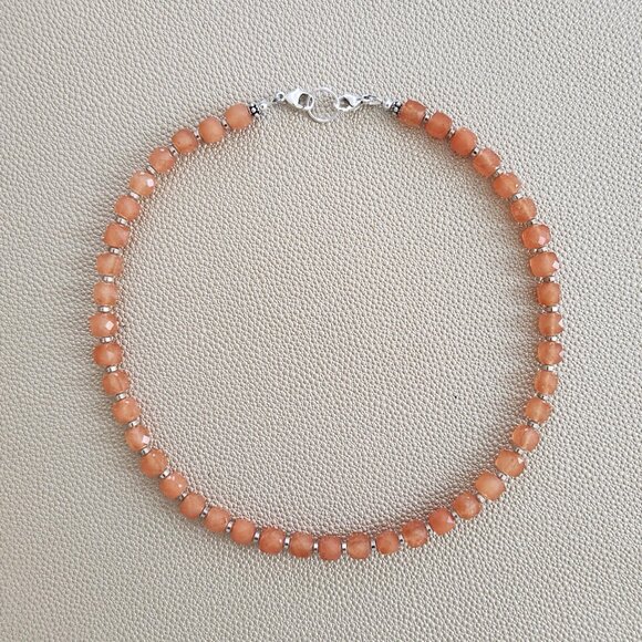 ORANGE JADE NECKLACE--16" - Picture 3 of 4